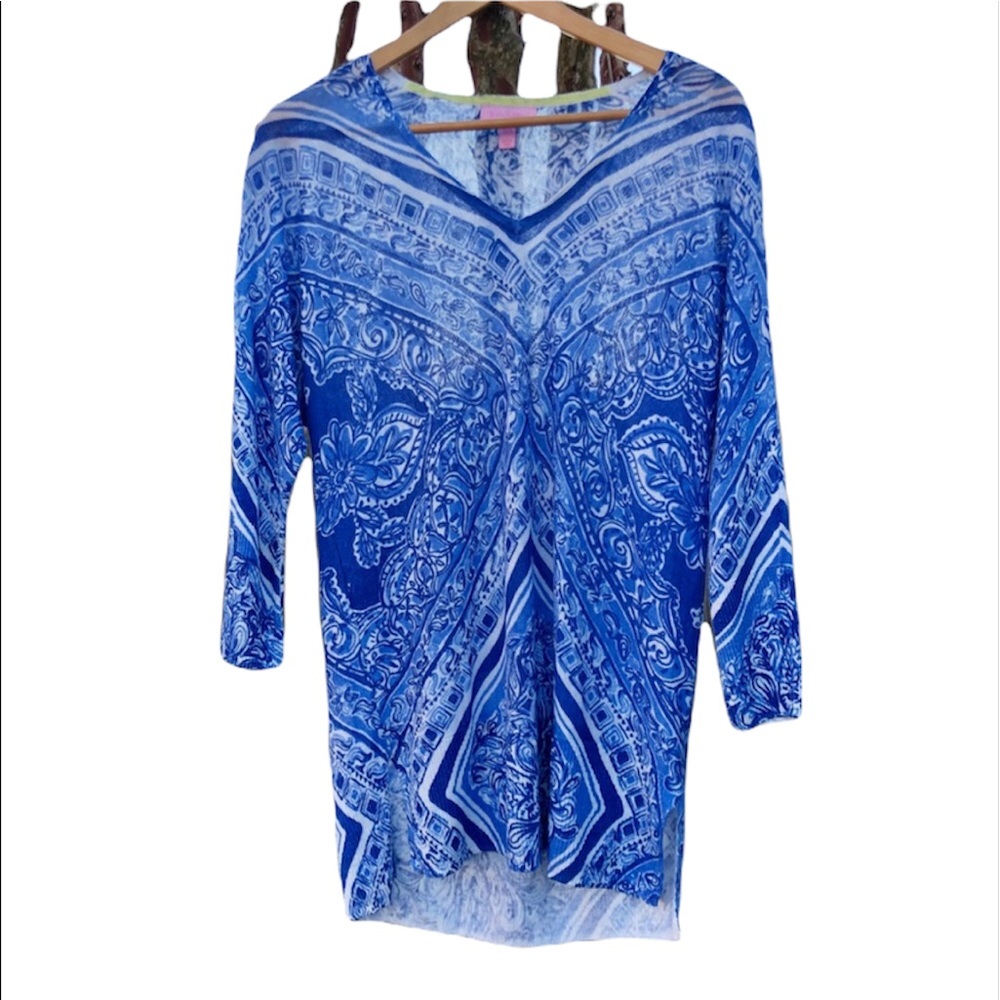 Lilly Pulitzer Swim Cover Up Tunic Sweater Lightweight V-neck Sz.XS